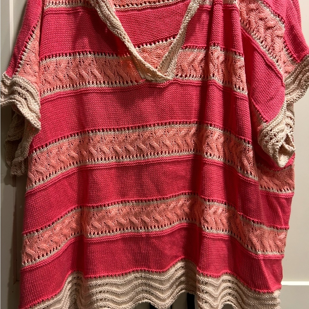BiBi Pink and Cream Hooded Sweater